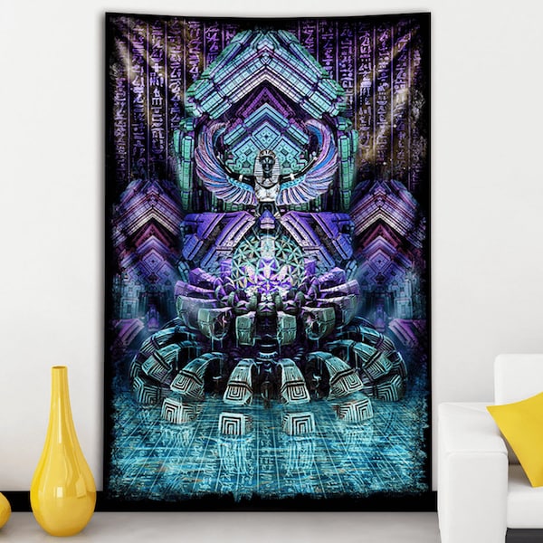 Dima Yastronaut Blue Lotus Tapestry by Third Eye Tapestries