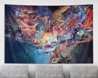 Android Jones Forward Escape Dave Tipper Tapestry by Third Eye Tapestries Etsy