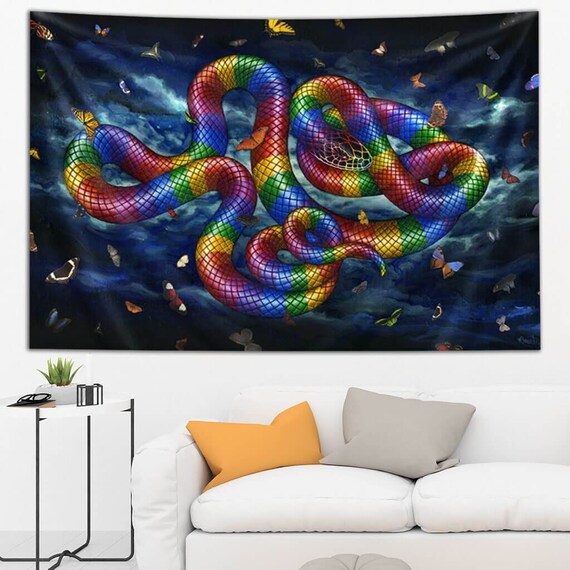 Black Ink Art Power in Colors Tapestry by Third Eye Tapestries Etsy UK