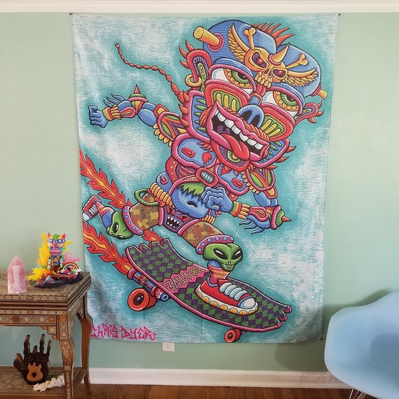 Chris Dyer Skating Problems Away Tapestry by Third Eye Tapestries