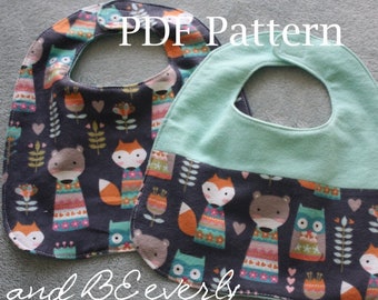 Two option PDF Bib Pattern- baby/ Homemade Gifts with this easy download pattern/ baby shower/ nursery gift/ mom to be/ flannel