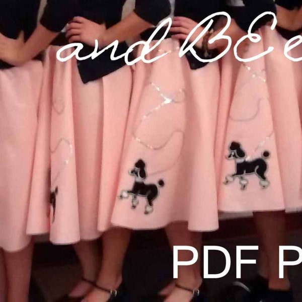 150+ Patterns sold! Costume Poodle Skirt/ Quick/ Easy PDF Pattern/ FIVE Star Review! Teen/Women, waist size 20 - 60 in, 50s/ Sock Hop/ Diner