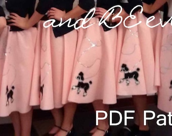 150+ Patterns sold! Costume Poodle Skirt/ Quick/ Easy PDF Pattern/ FIVE Star Review! Teen/Women, waist size 20 - 60 in, 50s/ Sock Hop/ Diner