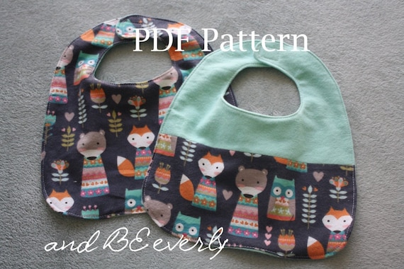 Two option PDF Bib Pattern- baby/ Homemade Gifts with this easy download pattern/ baby shower/ nursery gift/ mom to be/ flannel