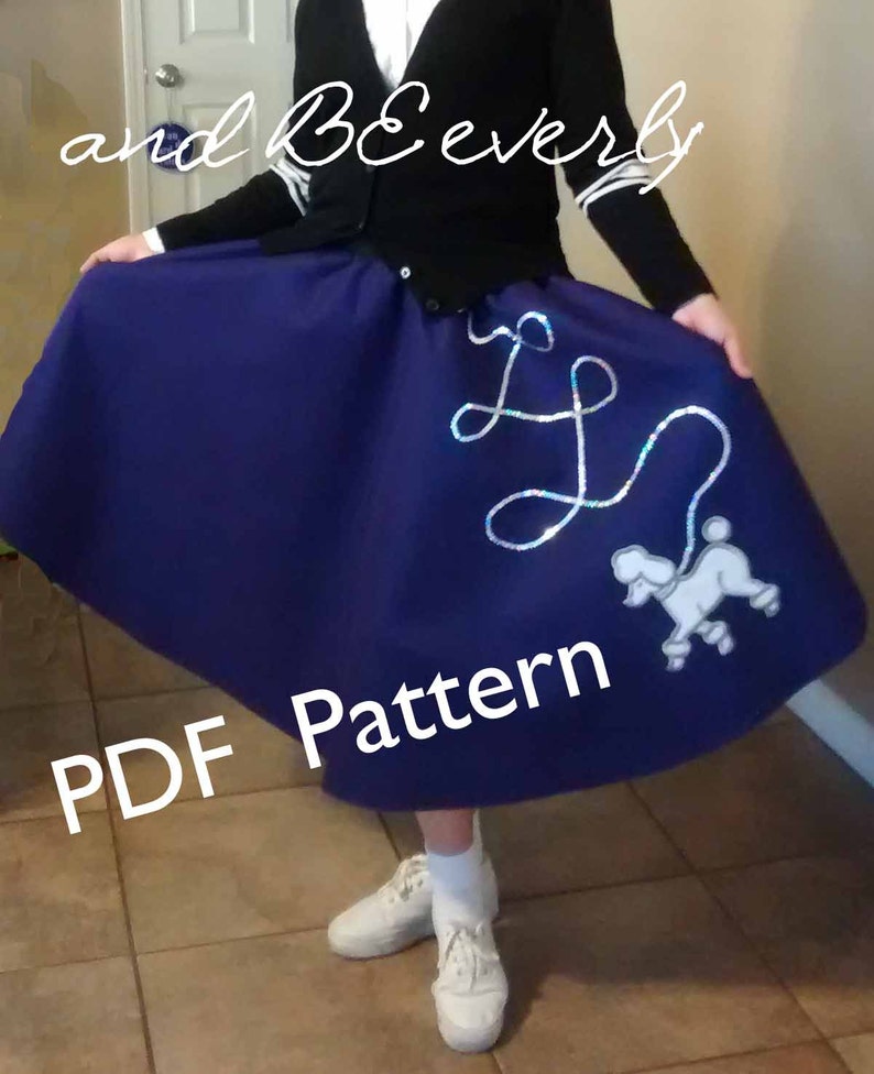 150 Patterns sold Costume Poodle Skirt/ Quick/ Easy PDF Pattern/ FIVE Star Review Teen/Women, waist size 20 60 in, 50s/ Sock Hop/ Diner image 2