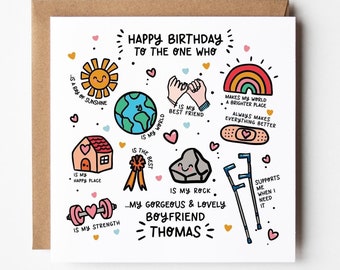 Carte d'anniversaire petit ami partenaire • Carte d'anniversaire personnalisée pour petit ami partenaire • Carte d'anniversaire pour fiancé • Carte petit ami partenaire •