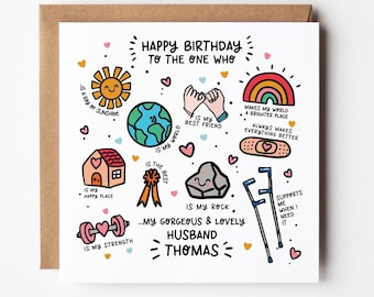 Carte d'anniversaire pour mari • Carte d'anniversaire personnalisée pour mari • Carte d'anniversaire pour mari • Magnifique carte de mari •