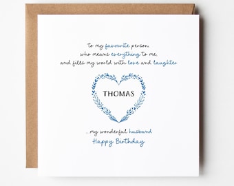 Carte d'anniversaire romantique pour mari • Carte d'anniversaire personnalisée pour mari • Carte d'anniversaire romantique pour mari • Carte pour mari merveilleux •