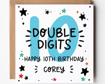 10th Birthday Card • Personalised 10th Birthday Card For Boys • 10 Today Birthday Card • Double Digits • Birthday Card for Him