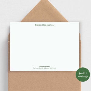 Classic Personalised Note, Quality Custom Note Cards Set