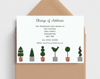 Topiary Trees Change of Address Announcements, Change of Address Cards, Moving Home Cards