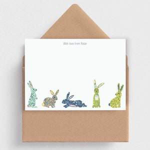 Woodland Bunnies Personalised Note Cards • Quality Note Cards • Writing Set with Rabbits • Rabbit Lovers Gift • Easter Gift