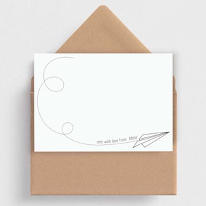 Paper Plane Note Cards • Quality Personalised Note Cards with Envelopes • Writing Set • Personalised Gift • 1st Anniversary Gift