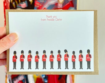 Changing Guards Note Cards • Boy's Soldiers Writing Set • Personalised Note Cards with Envelopes for Children