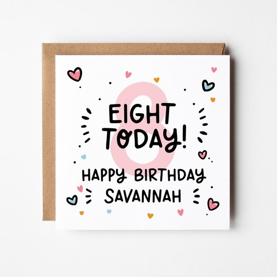 Personalised Girls 6th 7th 8th 9th Birthday Card • Birthday Number Card for Girls • Girl's Birthday Card • Daughter • Niece • Granddaughter