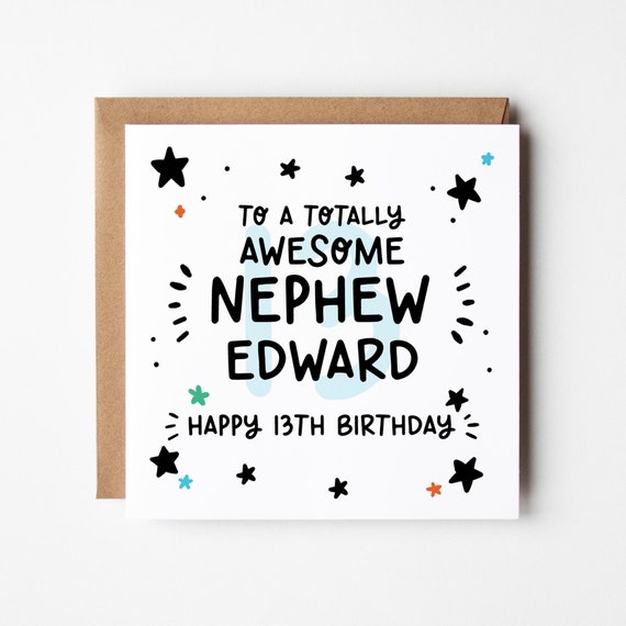 Nephew 13th Birthday Card • Personalised 13th Birthday Card For Nephew • 13 Nephew Birthday Card •