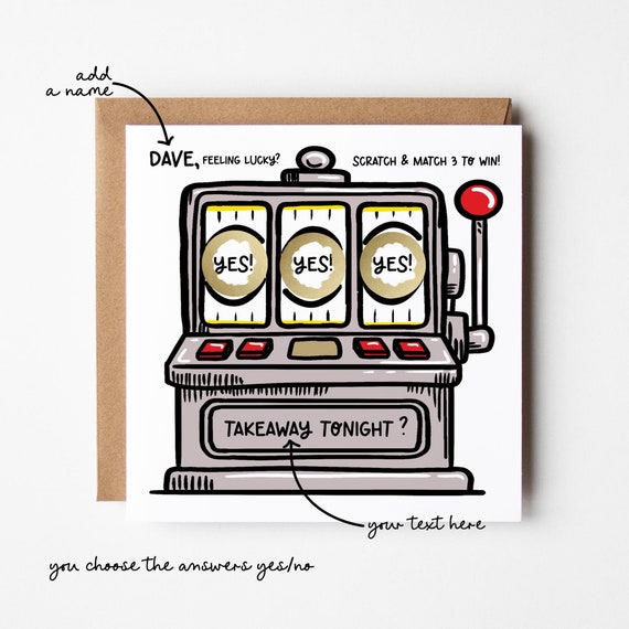 Scratch Reveal Card One Arm Bandit • Scratch Card Slot Machine • Funny Scratch Card for Surprises