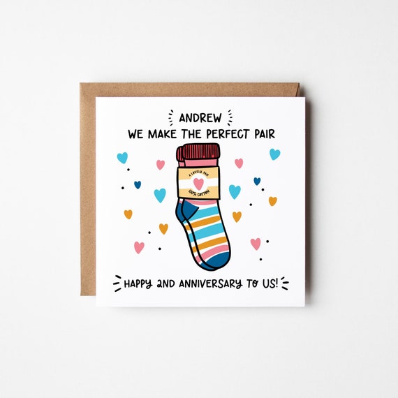 Husband 2nd Anniversary Card • Personalised  Happy 2nd Anniversary Husband Card • 2nd Anniversary Card For Husband • Cotton Anniversary