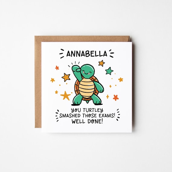 Passed Exams Card • Well Done Exams Card • Turtley Smashed Exams Card • Personalised Congratulations Card • Personalised Graduation Card •