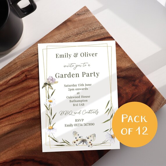 Wild Flower Party Invitations • Floral Personalised Invitations • Floral Party Invitations • Summer Invitations