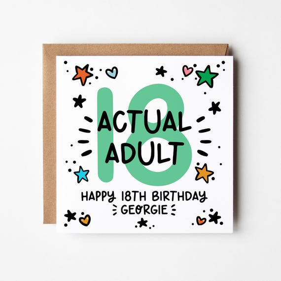 18th Birthday Card • Personalised 18th Birthday Card For Boys • Actual Adult 18th Birthday Card for Girls • 18th card for him for her