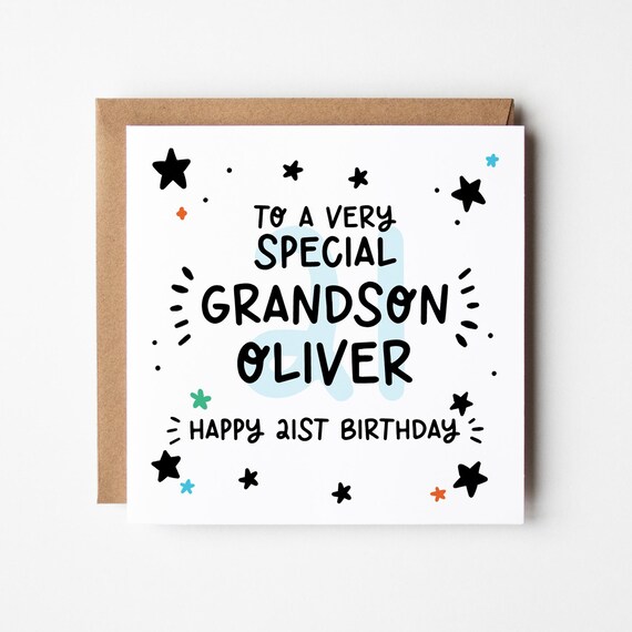 Grandson 21st Birthday Card • Personalised 21st Birthday Card For Grandson • Grandson Birthday Card • 21 Grandson
