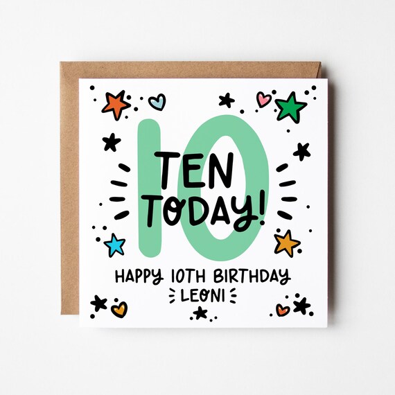10th Birthday Card • Personalised 10th Birthday Card For Boys • 10th Birthday Card For Girls 10 Today Birthday Card for Them • 10 Today!