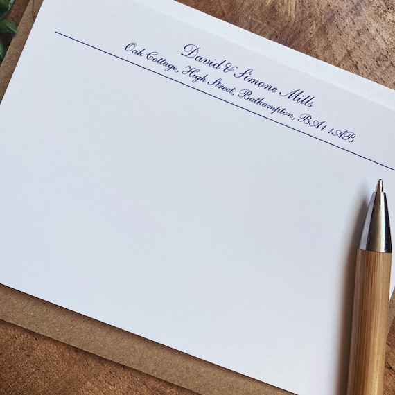 Correspondence Cards - choose font and colour • Quality Custom Note Cards Set • New Home Gift • 1st Anniversary Gift