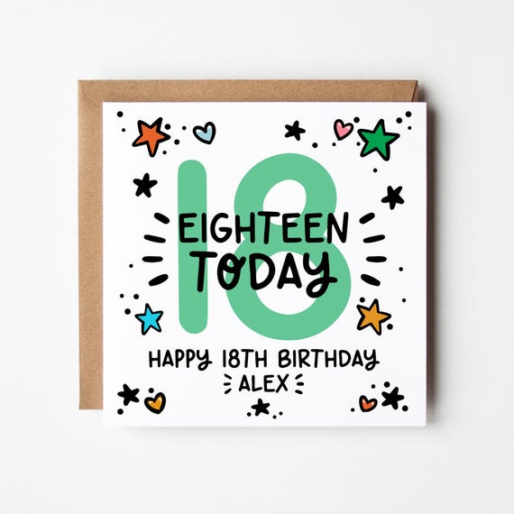 18th Birthday Card • Personalised 18th Birthday Card For Boys • 18 Today Birthday Card for Girls • 18th card for him for her