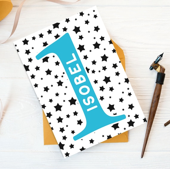 Personalised 1st Birthday Card with Stars | First Birthday Card | Personalised Card | Boy | Girl | 1st Birthday Boy | 1st Birthday Girl