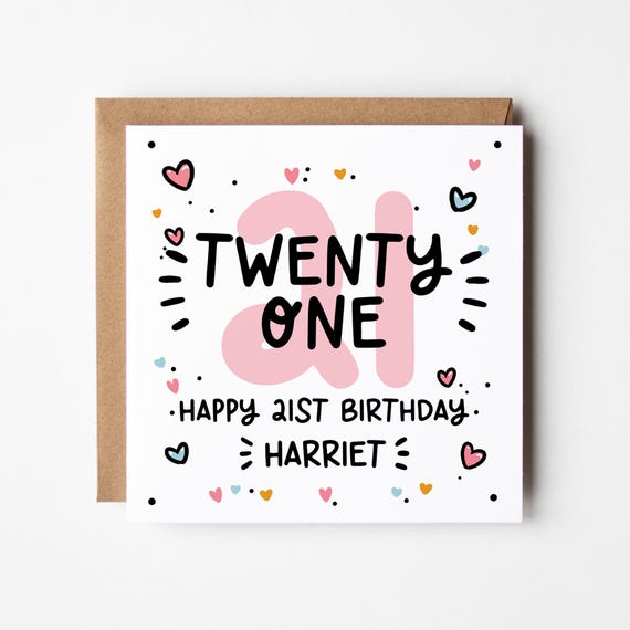 21 Today Birthday Card • Personalised 21st Birthday Card For Her • Girls 21st Birthday Card •
