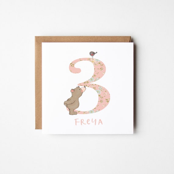 Bear’s Personalised 3rd Birthday Card • Boy's 3rd Birthday Card • Girl's 3rd Birthday Card • Son Birthday • Daughter Birthday