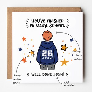 Personalised School Leavers Card for Boys: Year 6 Keepsake Red