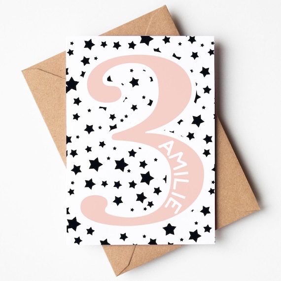 Personalised 3rd Birthday Card with Stars | Third Birthday Card, 3rd Birthday, 3rd Birthday Boy. 3rd Birthday Girl | Three