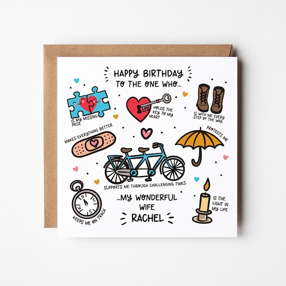 Wife Birthday Card • Personalised Birthday Card For Supportive Wife • Happy Birthday Wife • You Complete Me Wife Card  •