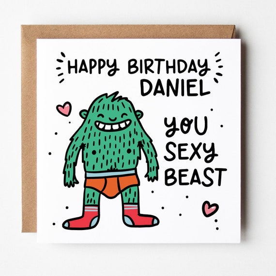 Sexy Beast Happy Birthday Card • Personalised Birthday Card • Funny Birthday Card For Him •