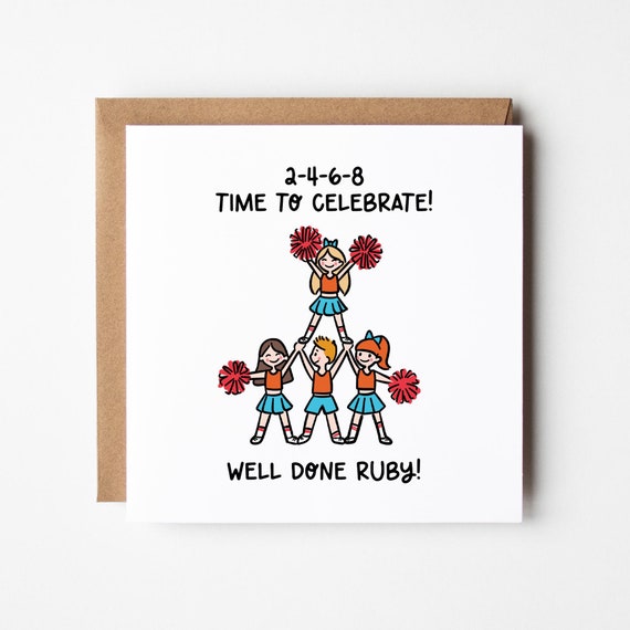 Well Done Card •  Cheerleaders Personalised Congratulations Card •  You Smashed It Card •