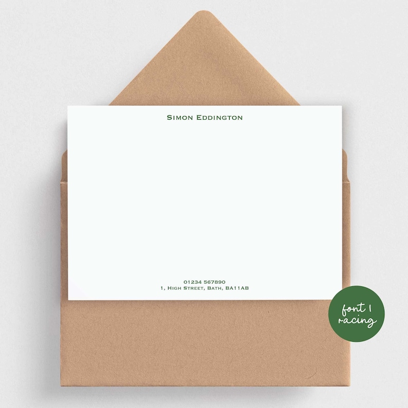 Classic Personalised Note, Quality Custom Note Cards Set