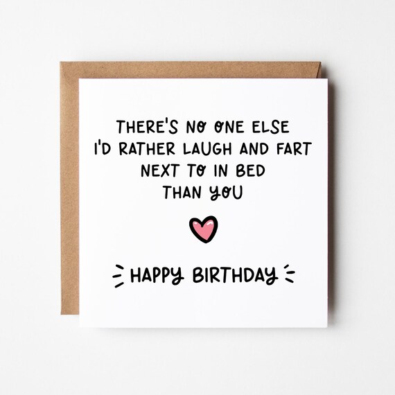 Funny Birthday Card • Fart Next to In Bed • Romantic Birthday Card • Card For Husband • Card For Wife • Boyfriend  • Girlfriend • Fiance