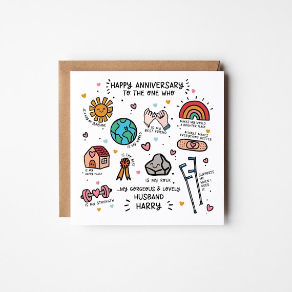 Husband Anniversary Card • Personalised Happy Anniversary Husband Card • Anniversary Card For Husband •