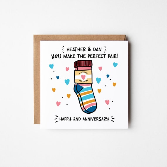 2nd Anniversary Card • Personalised Happy 2nd Anniversary Card • 2nd Anniversary Card • Cotton Anniversary Gift