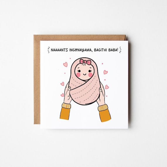 New Baby Girl Card • New Baby Card • Congratulations New Baby Girl Card • Girl's BirthLion King Baby Card • Baby Shower Card
