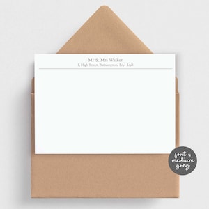 custom correspondence cards, personalised note cards in grey