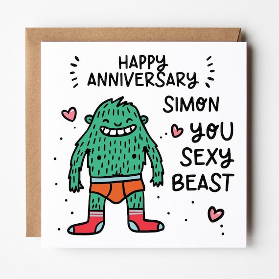 Sexy Beast Happy Anniversary Card • Personalised Anniversary Card • Funny Anniversary Card For Him •