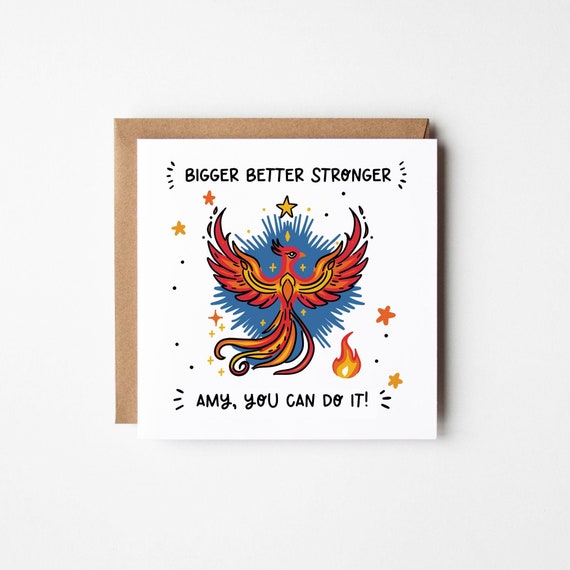 Encouragement Card with Pheonix • Personalised You Can Do it, Thinking of You, Keep Going Card • Supportive Card • Encouragement Card