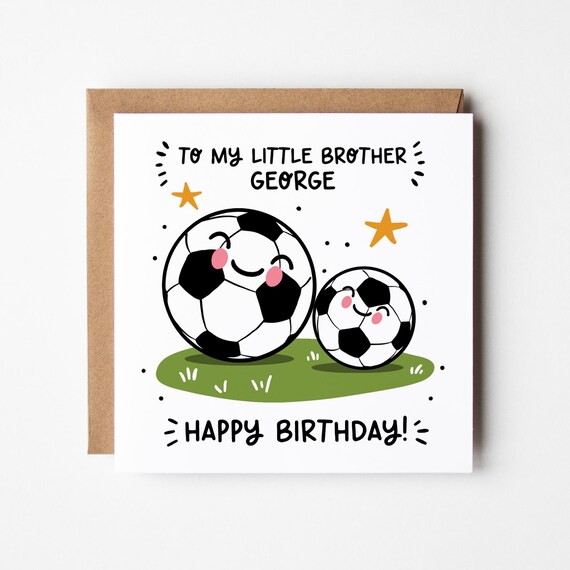 Little Brother Birthday Card • Personalised Football Little Brother Card • Happy Birthday Little Brother Card • Best Little Brother Card
