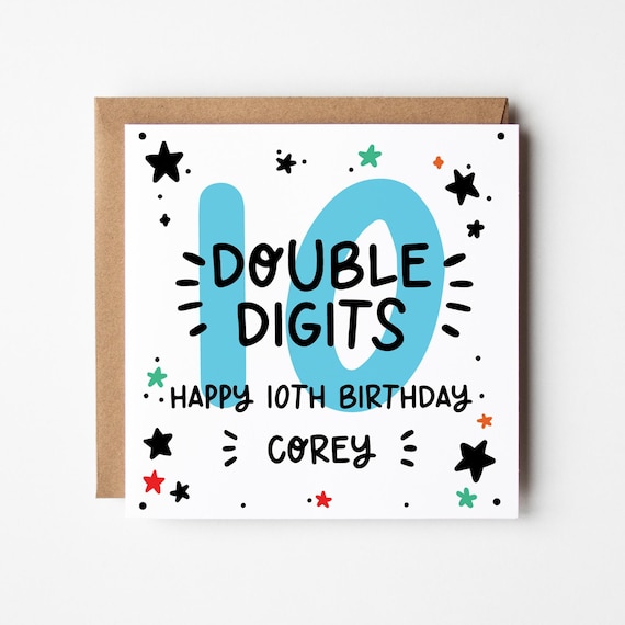 10th Birthday Card • Personalised 10th Birthday Card For Boys • 10 Today Birthday Card • Double Digits • Birthday Card for Him