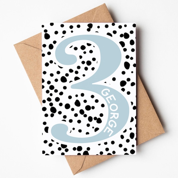 Personalised 3rd Birthday Card for a Boy or Girl in Seven Colours • Custom 3rd Birthday Card • 3rd Birthday Boy • 3rd Birthday Girl