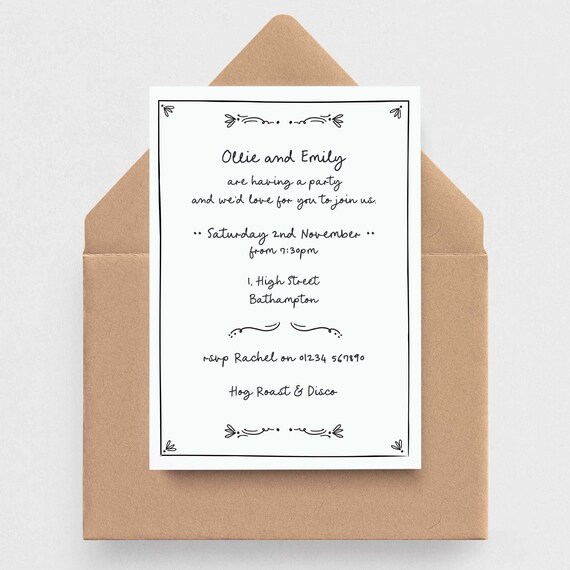 Pack of Handwritten Invitations • Printed Invitations • Birthday Invitations • Drinks Party Invitations • Engagement Party Invitations