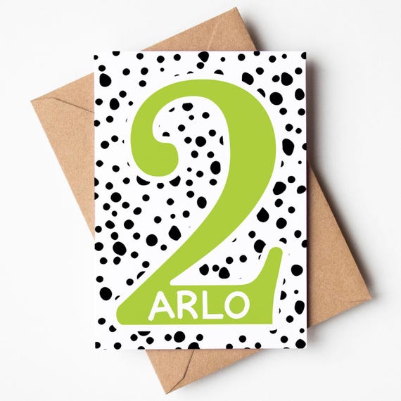 Personalised 2nd Birthday Card for Boys and Girls in Seven Colours • Custom 2nd Birthday Card • Boy 2nd Birthday • 2nd Birthday Girl